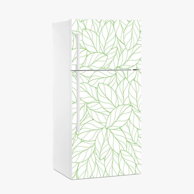 Adesivo per frigorifero motivo botanico foglie verdi minimaliste