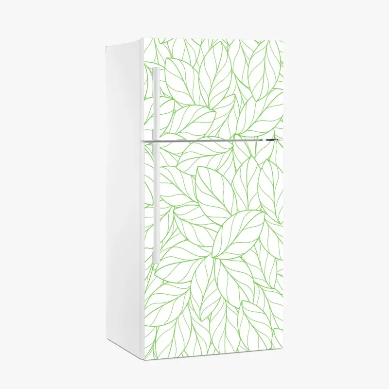 Adesivo per frigorifero motivo botanico foglie verdi minimaliste