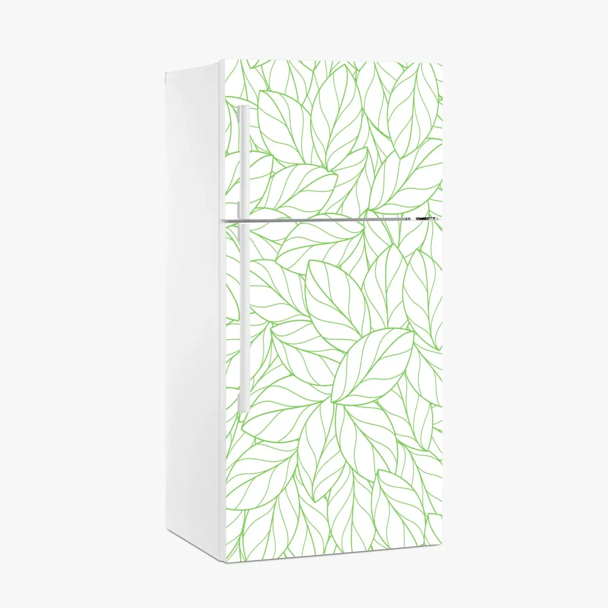 Adesivo per frigorifero motivo botanico foglie verdi minimaliste • Wallissimo®
