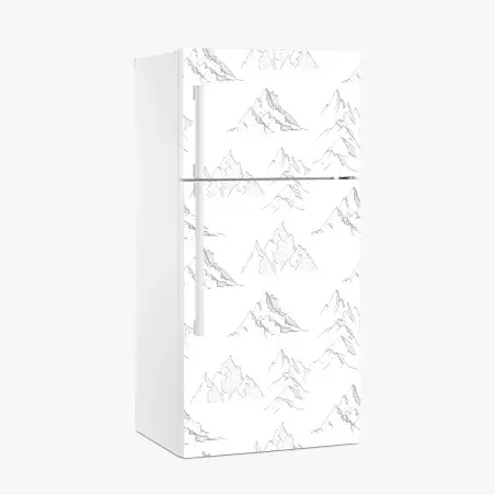 Adesivo per frigorifero motivo montagne disegnate a mano in bianco e nero • Wallissimo®