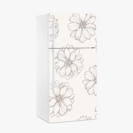 Adesivo per frigorifero motivo floreale elegante su sfondo neutro • Wallissimo®