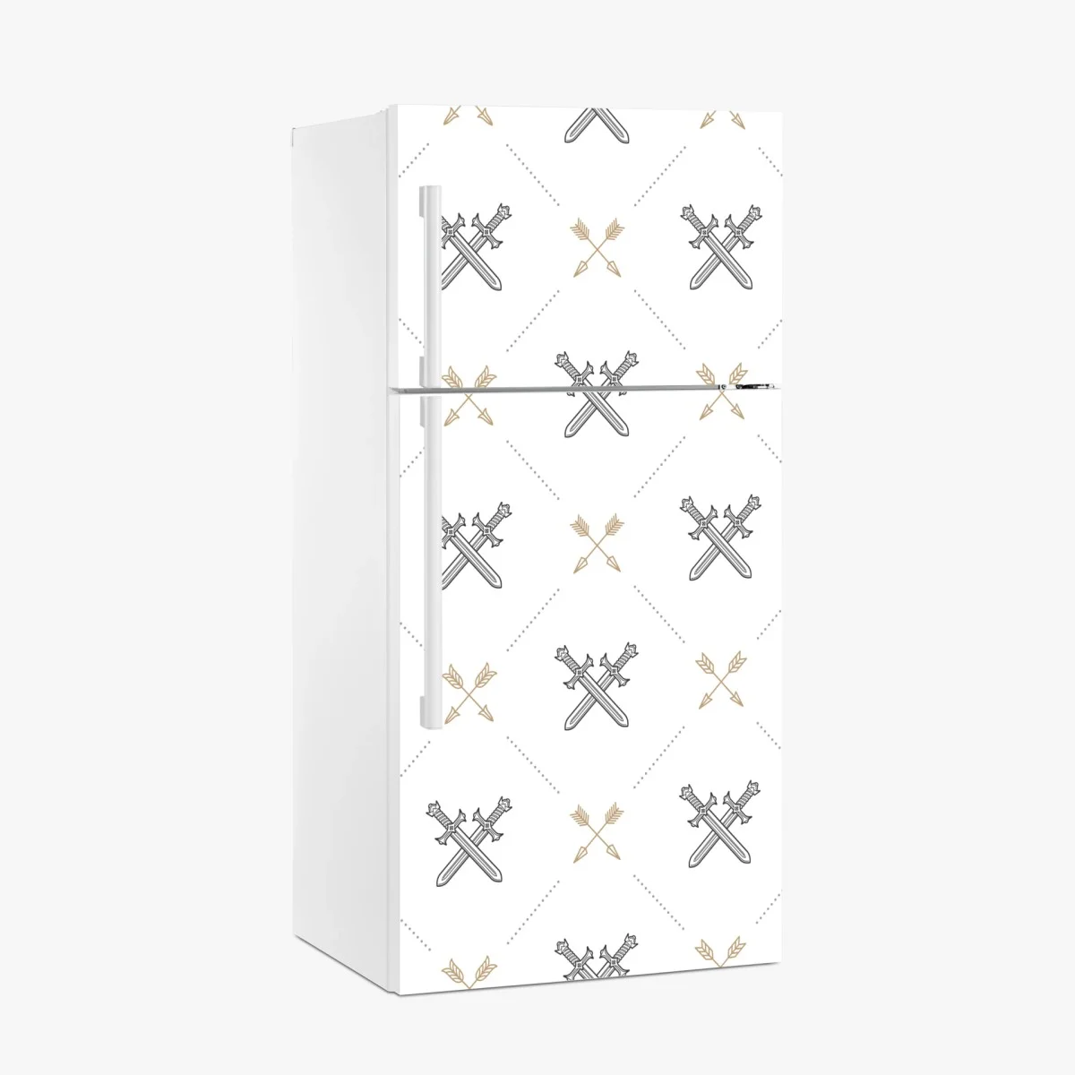 Adesivo per frigorifero motivo araldico geometrico con spade e frecce • Wallissimo® Adesivo per frigorifero motivo araldico geometrico con spade e frecce • Wallissimo®
