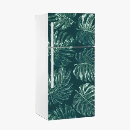 Adesivo per frigorifero motivo di foglie di monstera tropicale • Wallissimo®