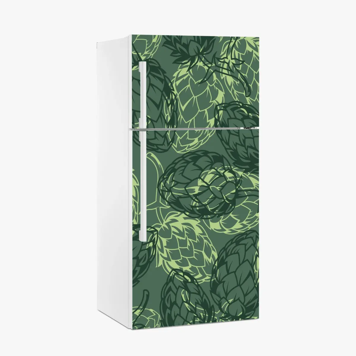 Adesivo per frigorifero motivo di luppolo verde a effetto botanico • Wallissimo®