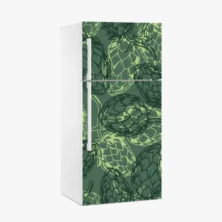 Adesivo per frigorifero motivo di luppolo verde a effetto botanico • Wallissimo®