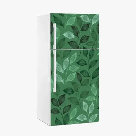 Adesivo per frigorifero motivo botanico foglie verdi • Wallissimo®