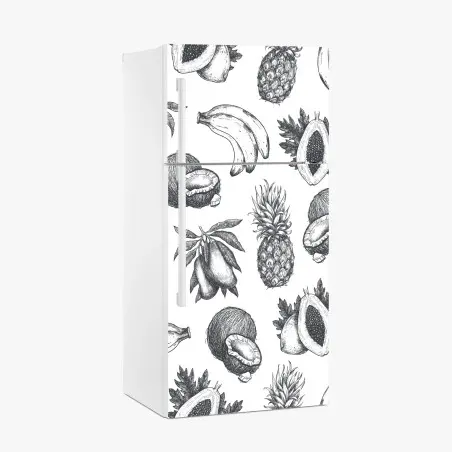 Adesivo per frigorifero motivo tropicale disegnato a mano • Wallissimo®
