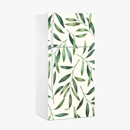 Adesivo per frigorifero decorazione botanica di foglie verdi • Wallissimo®