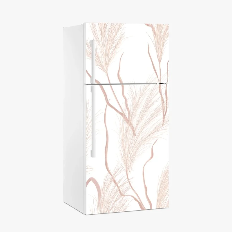 Adesivo per frigorifero motivo pampas in tonalità sabbia