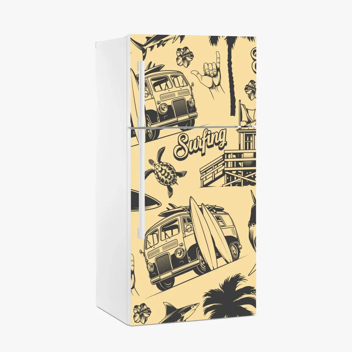 Adesivo per frigorifero motivo surf retrò tropicale • Wallissimo®