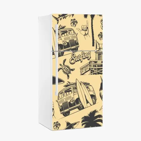 Adesivo per frigorifero motivo surf retrò tropicale • Wallissimo®