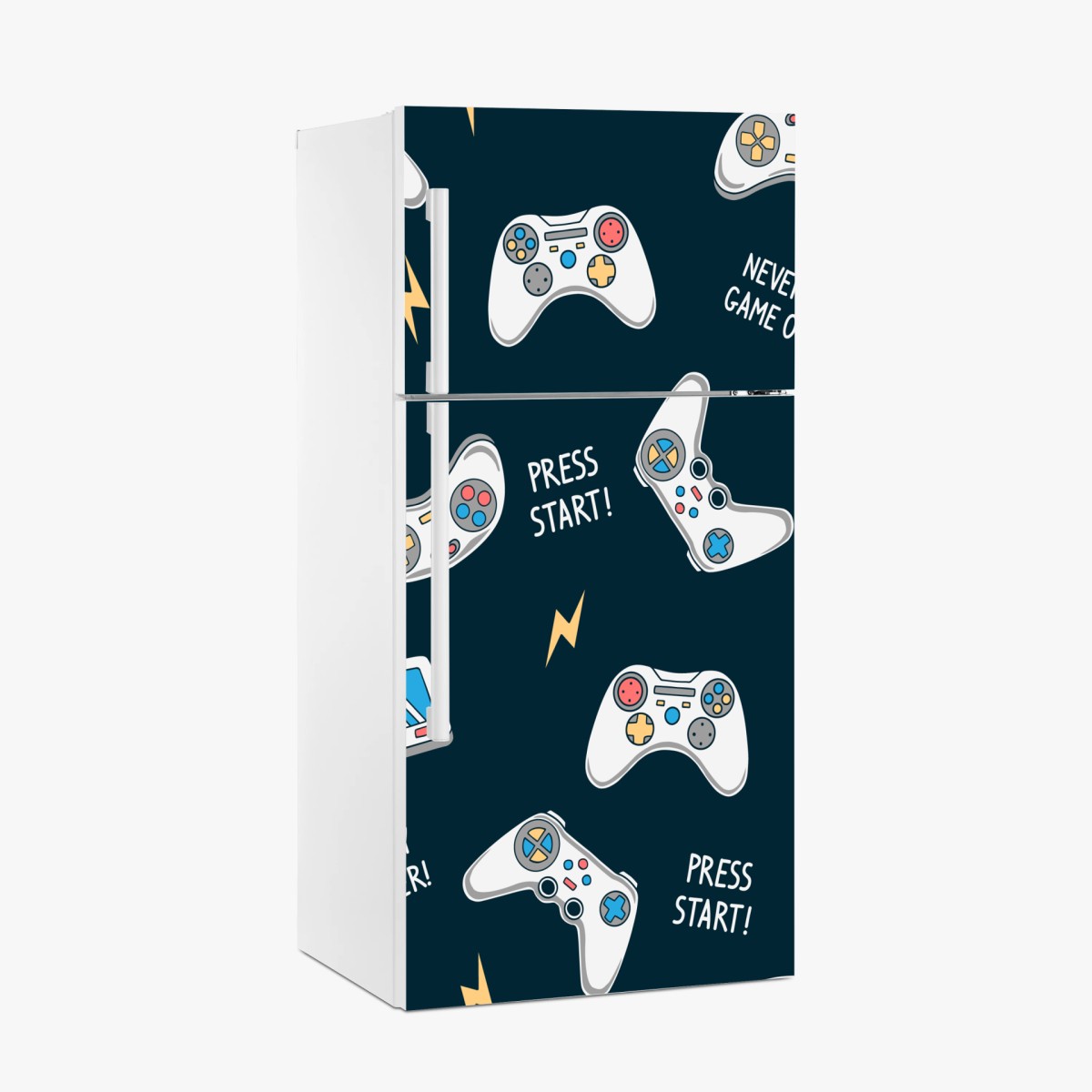 Adesivo per frigorifero motivo gamer con controller e console • Wallissimo®