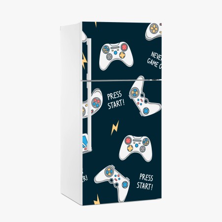 Adesivo per frigorifero motivo gamer con controller e console • Wallissimo®