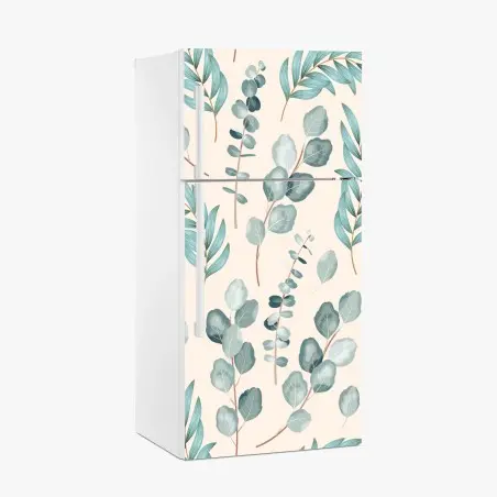 Adesivo per frigorifero motivo botanico di eucalipto verde salvia • Wallissimo®