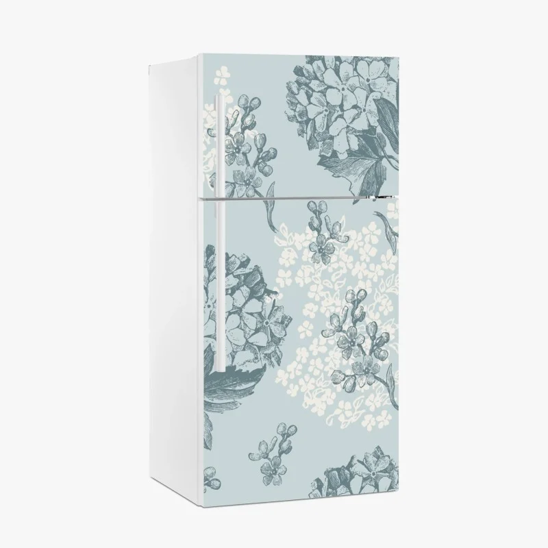 Adesivo per frigorifero eleganza floreale in azzurro pastello