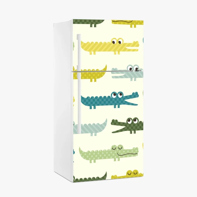 Adesivo per frigorifero allegro motivo coccodrilli pastello per cameretta