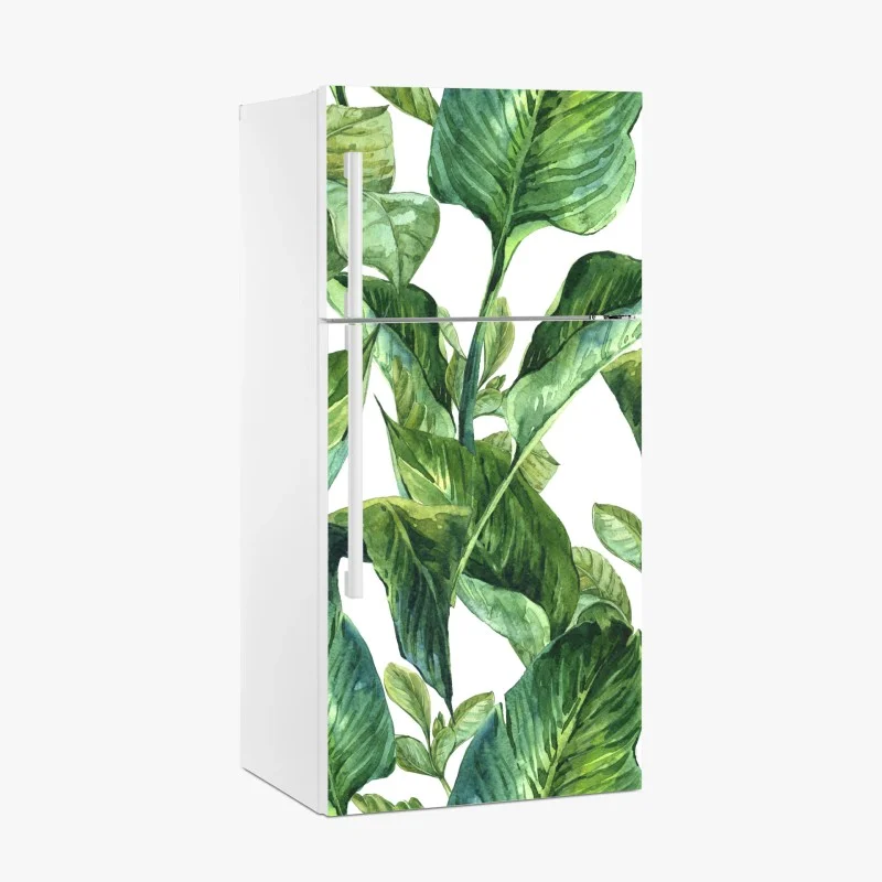 Adesivo per frigorifero motivo botanico di foglie tropicali in acquerello