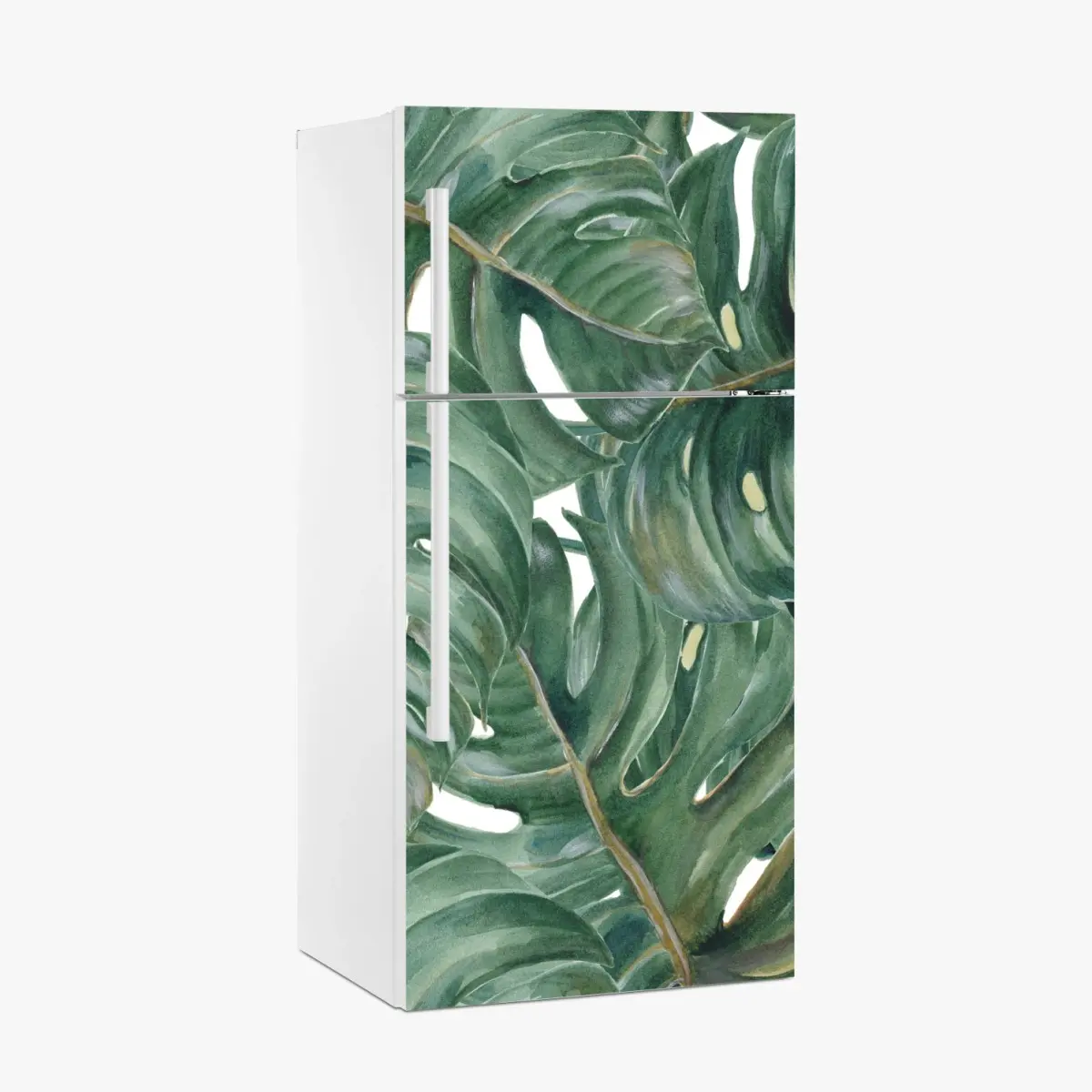Adesivo per frigorifero motivo botanico di foglie di monstera • Wallissimo®