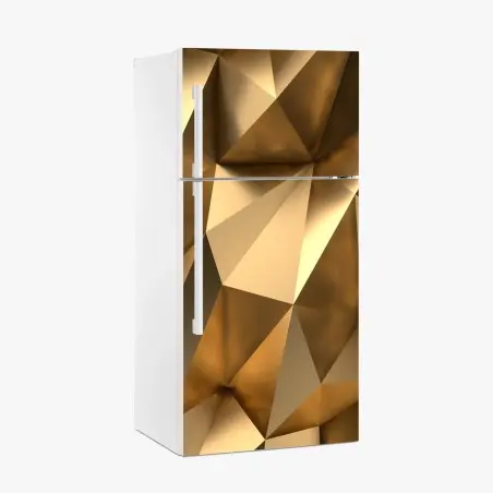 Adesivo per frigorifero motivo geometrico dorato effetto sfaccettato • Wallissimo®