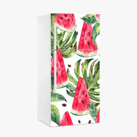 Adesivo per frigorifero motivo anguria tropicale acquerellato • Wallissimo®