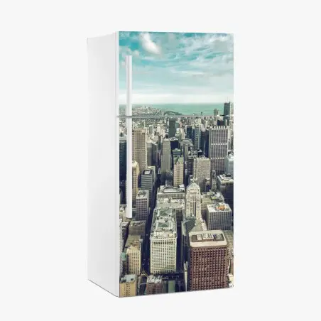 Adesivo per frigorifero panorama aereo vintage di Chicago • Wallissimo®
