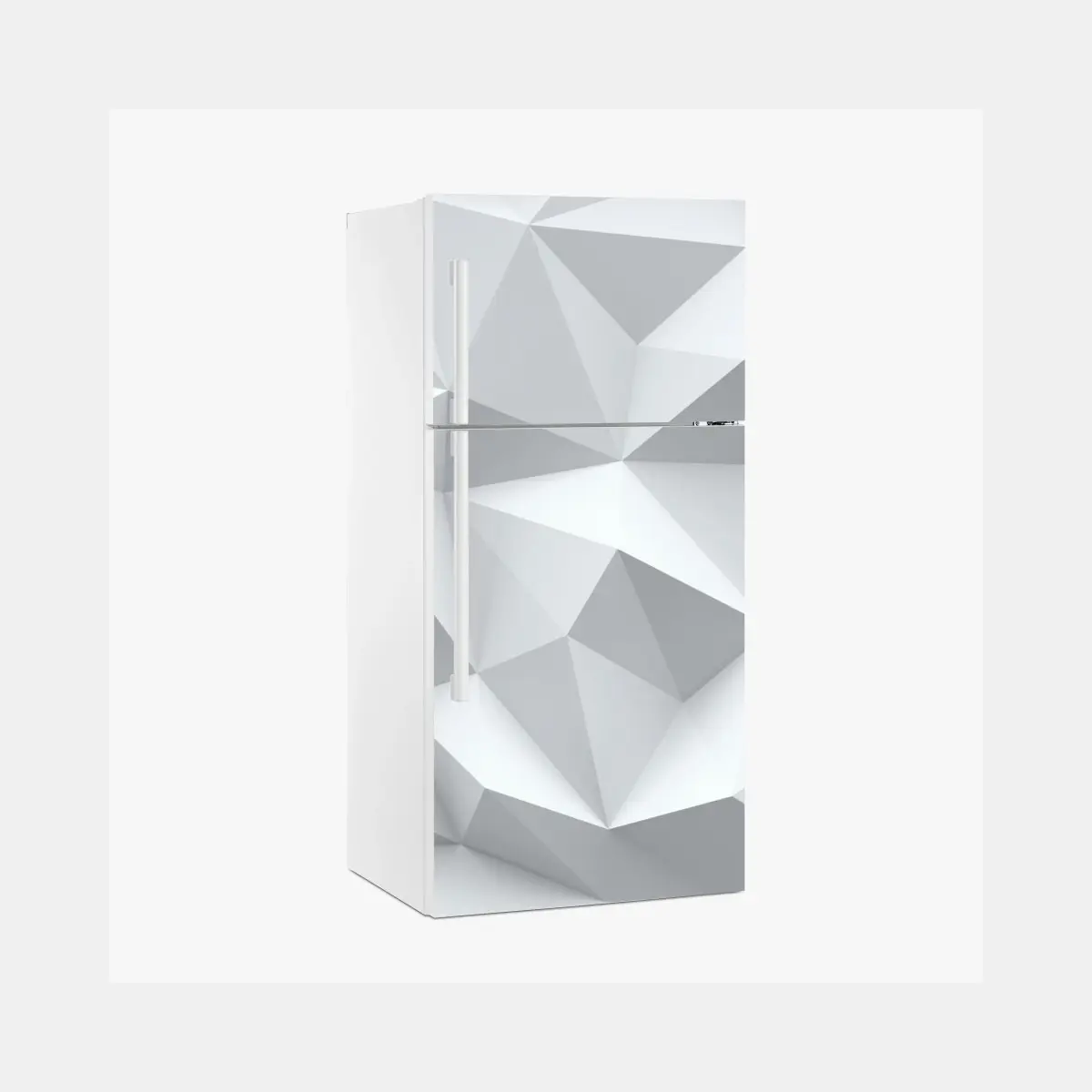 Adesivo per frigorifero motivo geometrico low poly in bianco e grigio • Wallissimo®