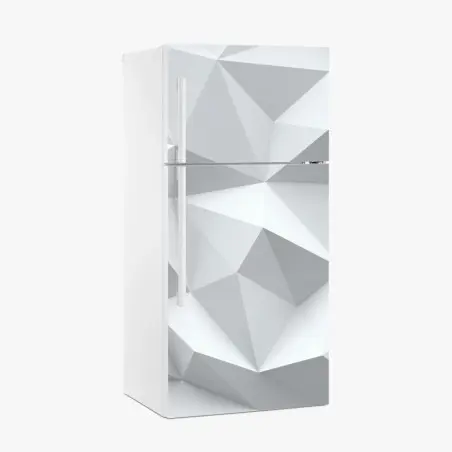Adesivo per frigorifero motivo geometrico low poly in bianco e grigio • Wallissimo®