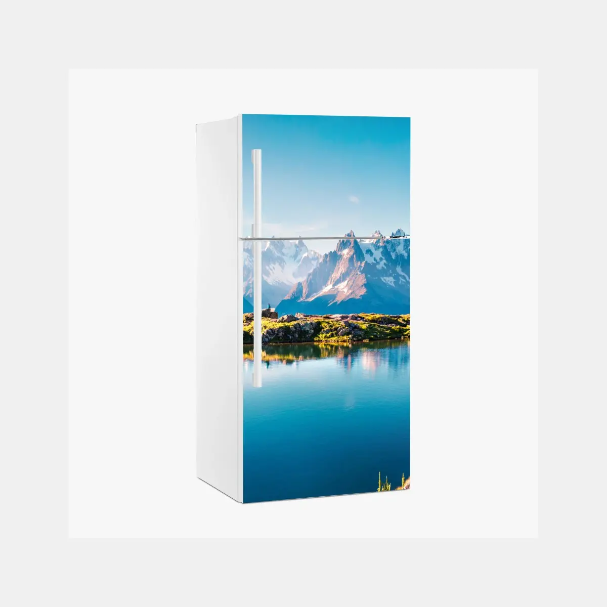 Adesivo per frigorifero riflessi alpini: Lac Blanc e Mont Blanc • Wallissimo®