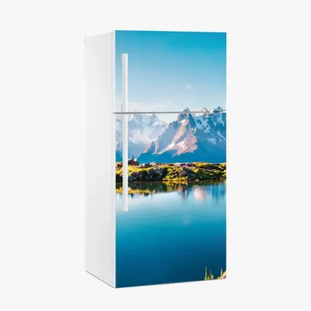 Adesivo per frigorifero riflessi alpini: Lac Blanc e Mont Blanc • Wallissimo®