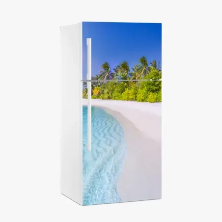 Adesivo per frigorifero spiaggia tropicale paradisiaca • Wallissimo®