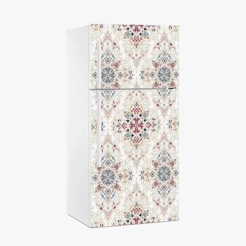 Adesivo per frigorifero motivo damascato elegante in tonalità pastello