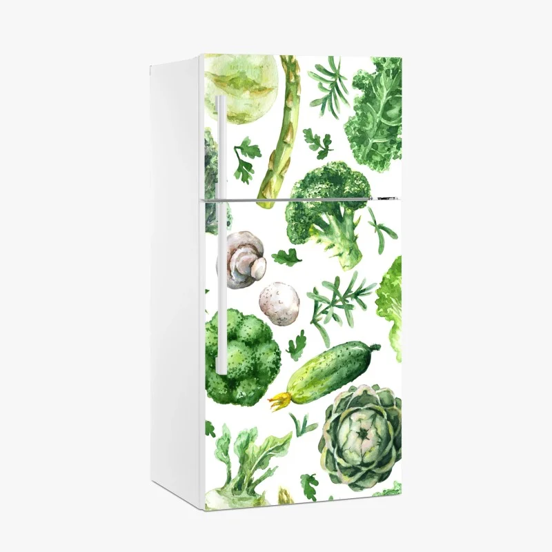 Adesivo per frigorifero motivo botanico di verdure acquerellate