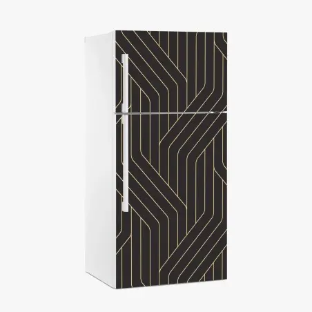 Adesivo per frigorifero motivo geometrico art déco in nero e oro • Wallissimo®