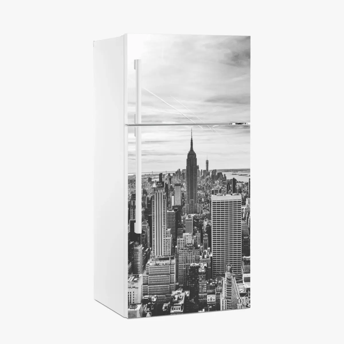 Adesivo per frigorifero skyline di New York in bianco e nero • Wallissimo®