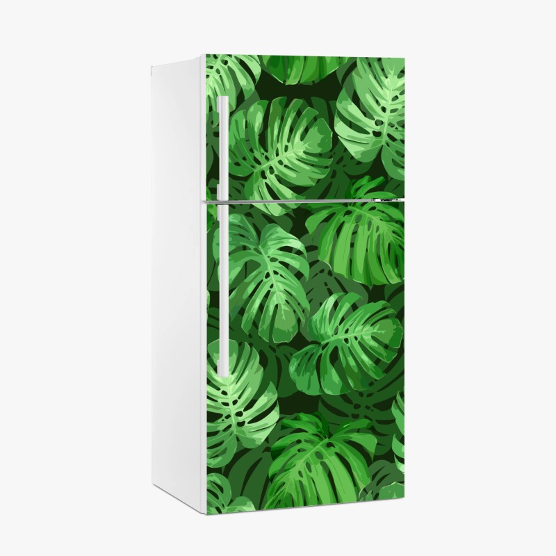 Adesivo per frigorifero motivo tropicale di foglie di monstera