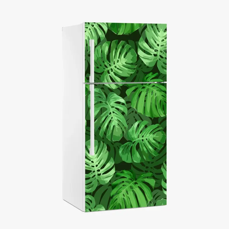 Adesivo per frigorifero motivo tropicale di foglie di monstera