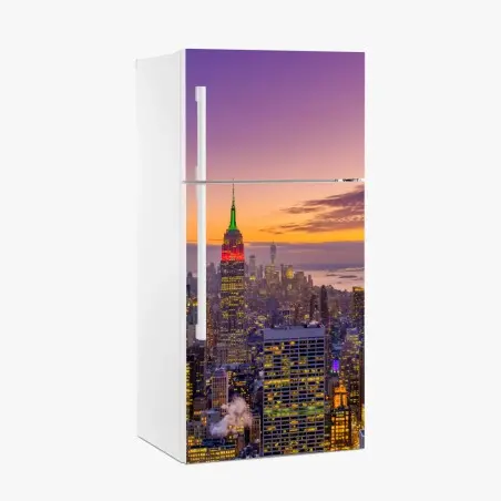 Adesivo per frigorifero panorama urbano di New York al tramonto • Wallissimo®