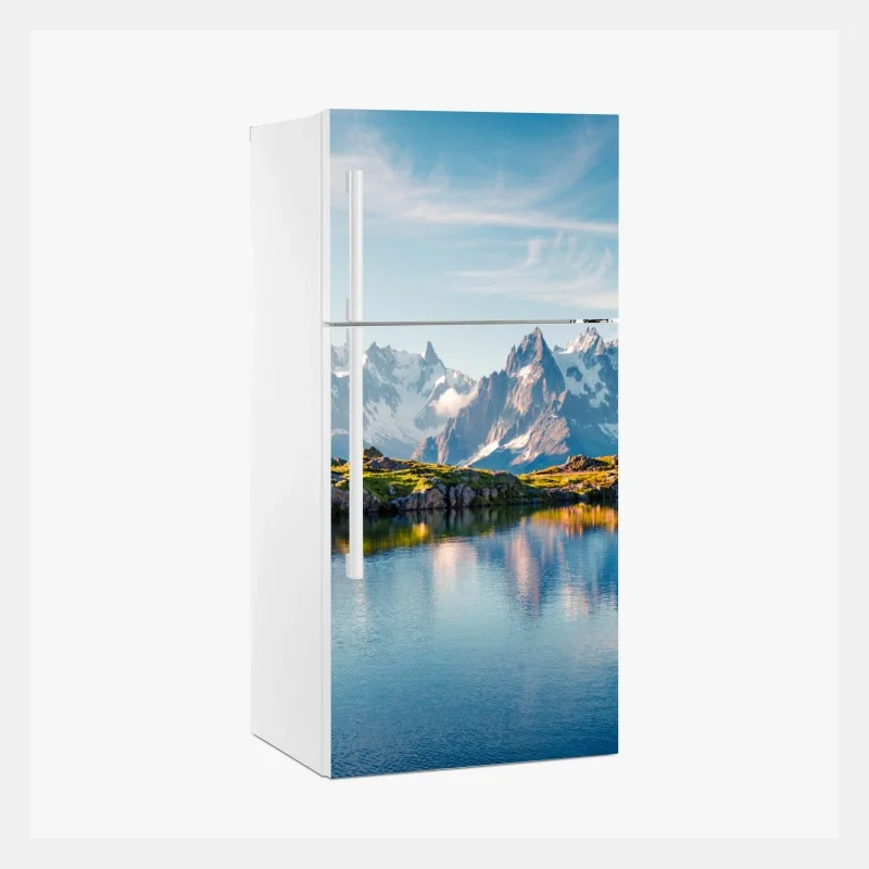 Adesivo per frigorifero panorama alpino: riflessi sul Lac Blanc e Monte Bianco
