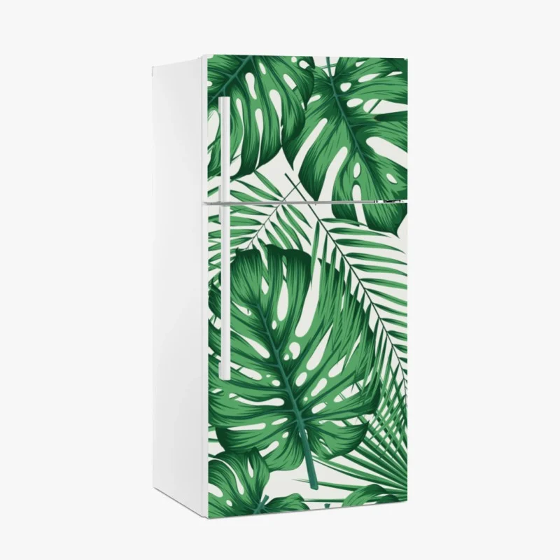 Adesivo per frigorifero motivo tropicale di foglie verdi