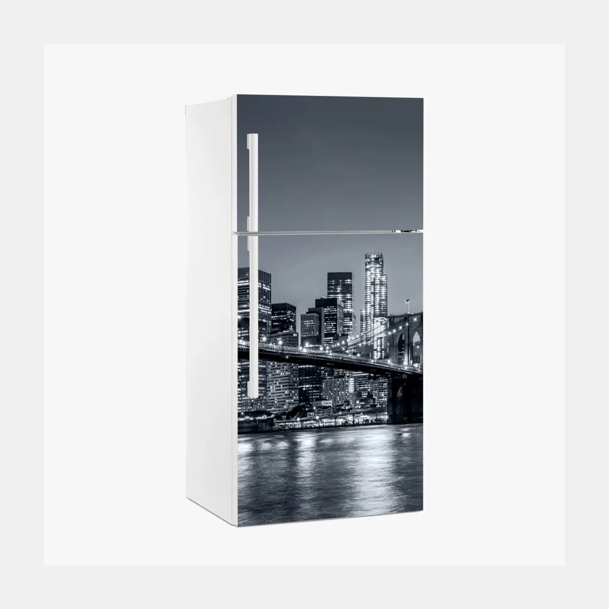 Adesivo per frigorifero panorama notturno di New York con il ponte di Brooklyn • Wallissimo®