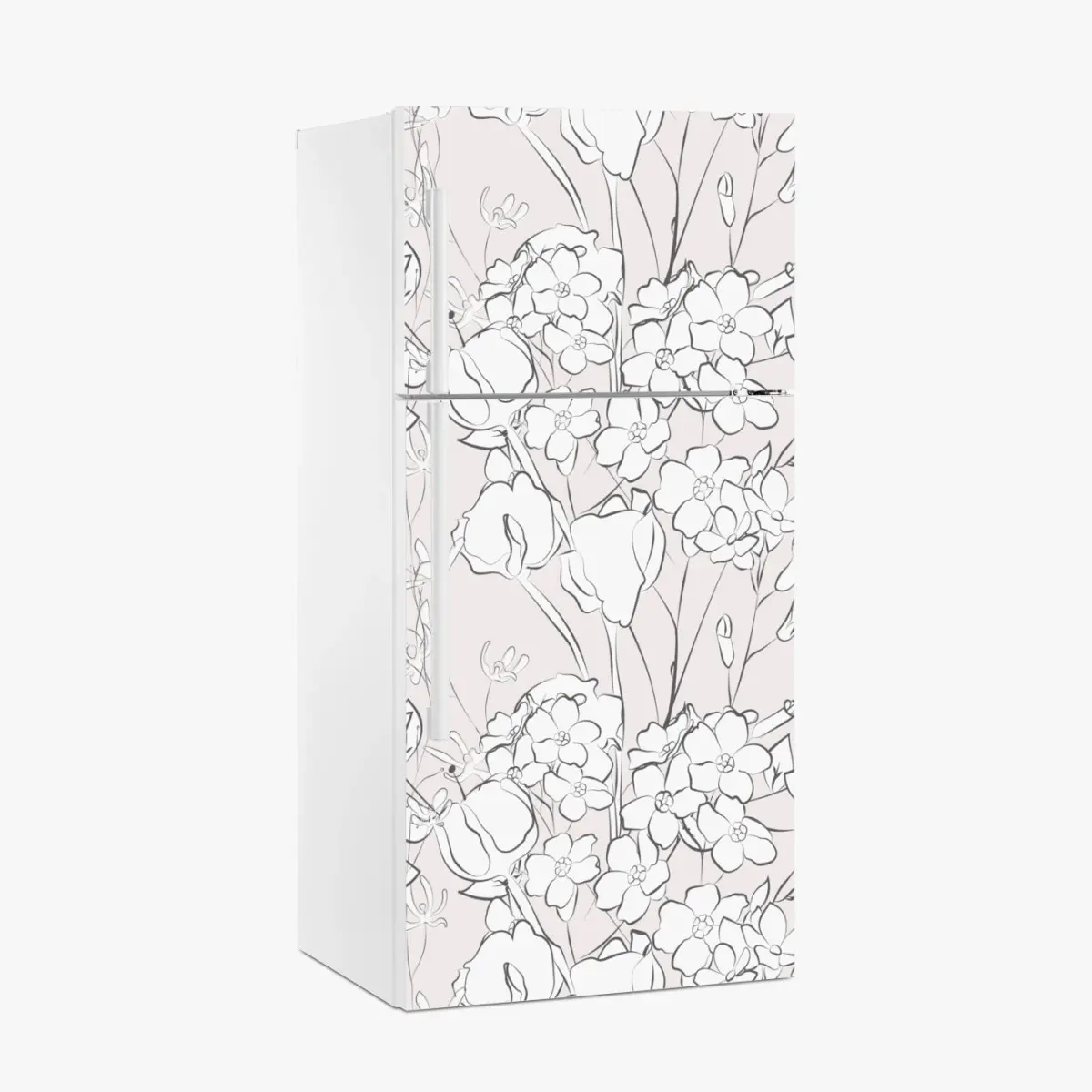 Adesivo per frigorifero motivo floreale delicato su sfondo rosa • Wallissimo®