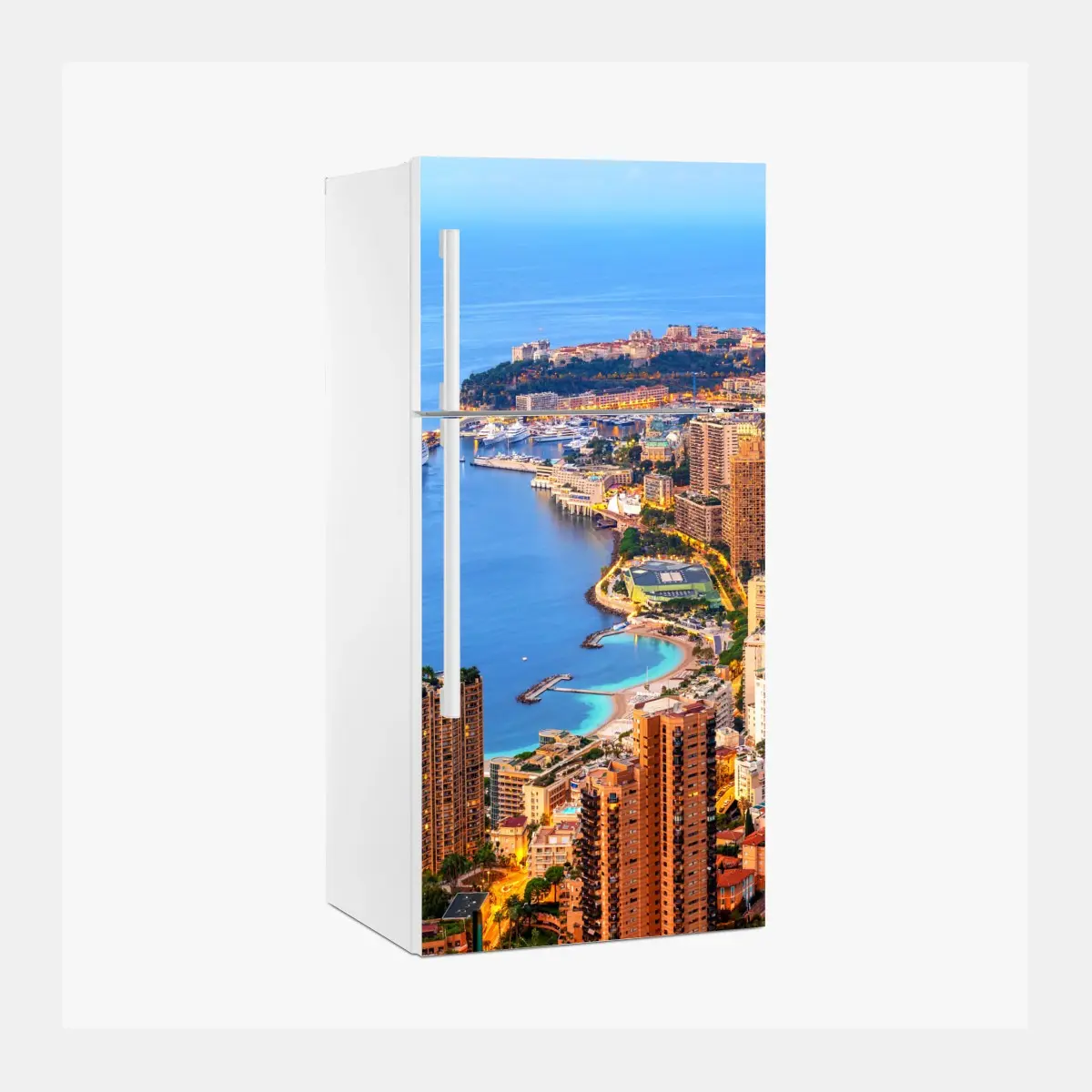 Adesivo per frigorifero panorama sul porto di Monaco e Monte Carlo • Wallissimo®