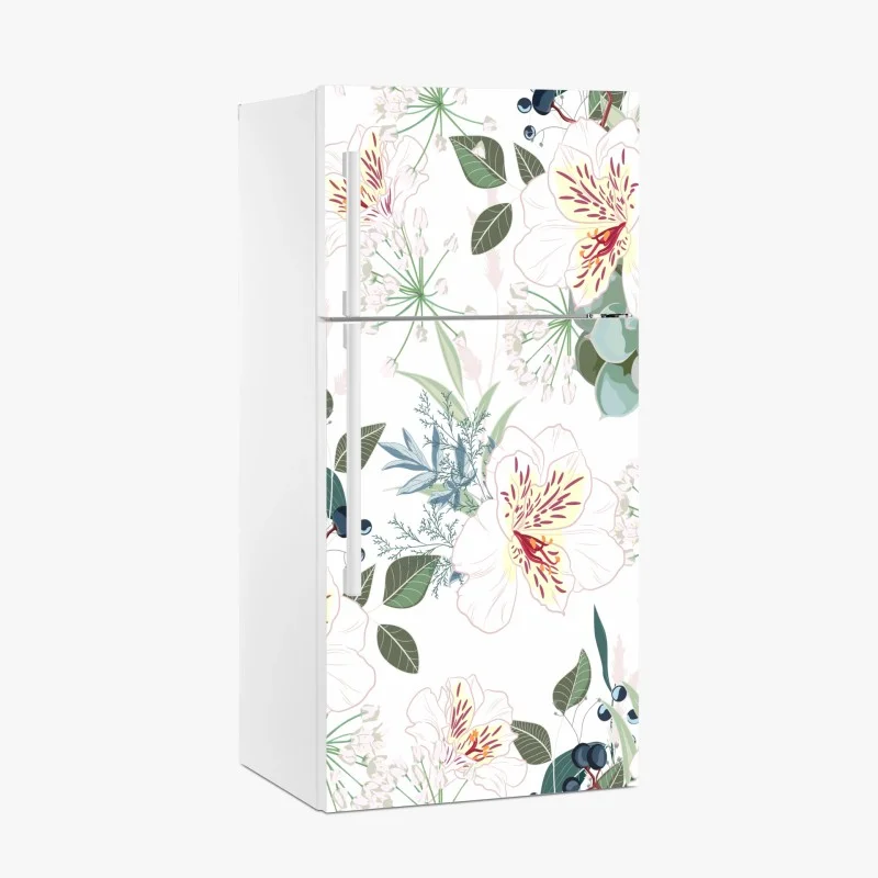 Adesivo per frigorifero design floreale botanico in toni pastello