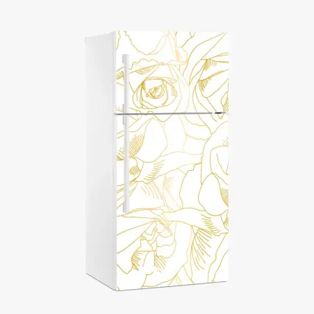 Adesivo per frigorifero bouquet di rose dorate • Wallissimo®