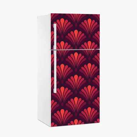 Adesivo per frigorifero motivo art déco rosso e prugna • Wallissimo®
