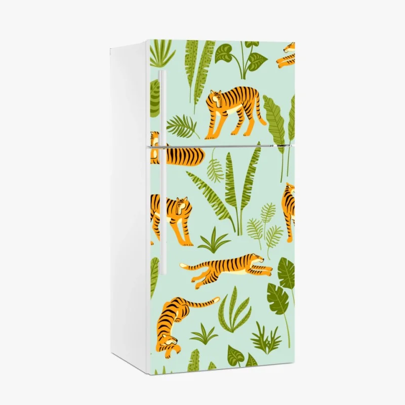 Adesivo per frigorifero motivo tigrato tropicale per interni