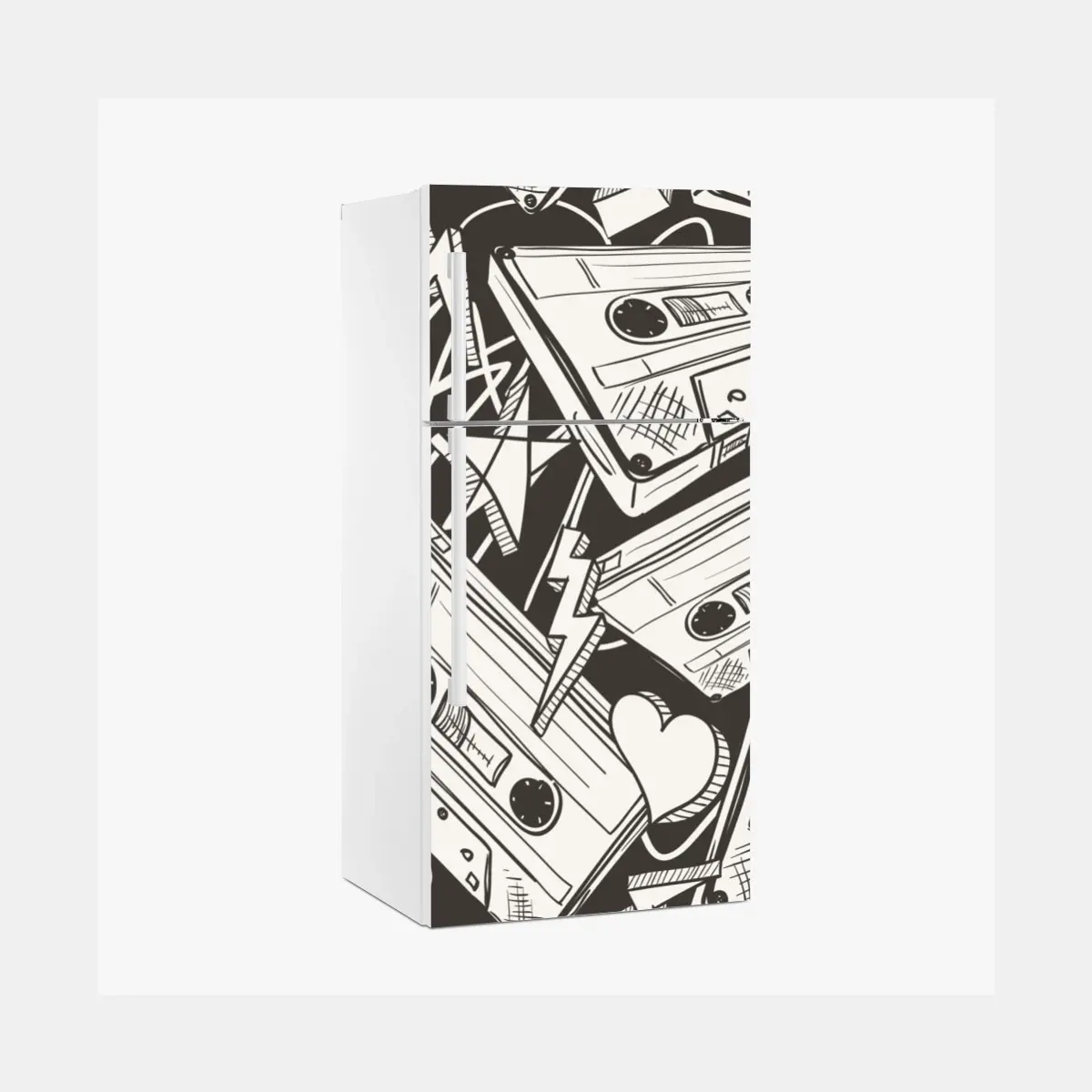 Adesivo per frigorifero motivo vintage di cassette audio • Wallissimo®