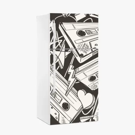 Adesivo per frigorifero motivo vintage di cassette audio • Wallissimo®