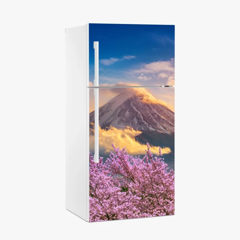 Adesivo per frigorifero risveglio primaverile a Monte Fuji