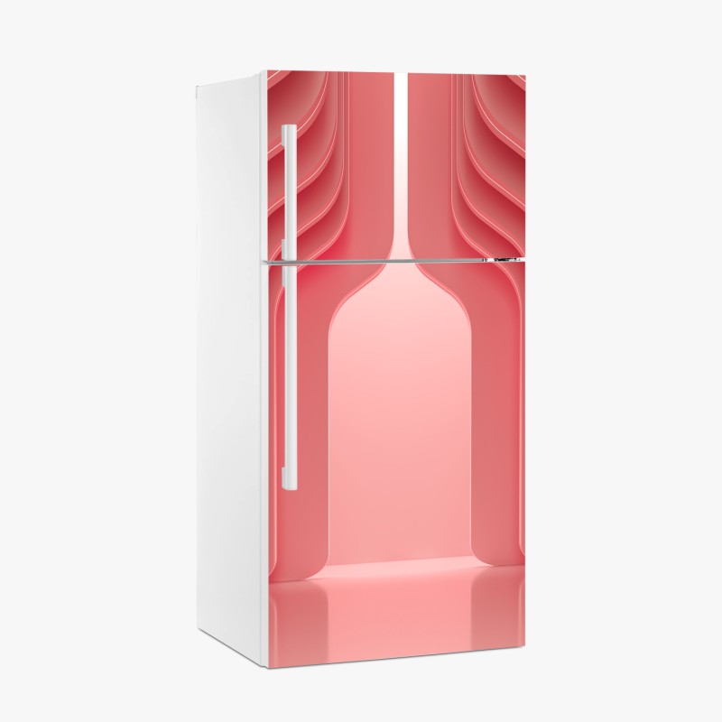 Adesivo per frigorifero interno rosa corallo con archi ondulati